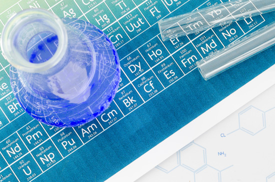 beakers and periodic table